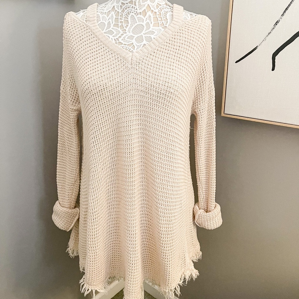 Cream Boho Sweater Dress